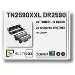 2x Toner do BROTHER TN2590XXL + 1x Bęben DR2590 3-pak Multibox zamiennik Z CHIPEM - 2
