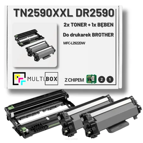 3-PAK Multibox 2x Toner + 1x Bęben do BROTHER TN2590XXL DR2590 zamiennik Z CHIPEM