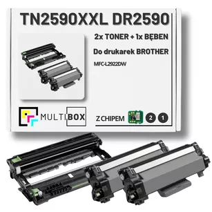 2x Toner do BROTHER TN2590XXL + 1x Bęben DR2590 3-pak Multibox zamiennik Z CHIPEM