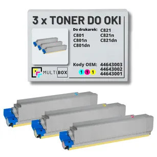 Toner do OKI C801 C821 3-pak cyan/magenta/yellow zamiennik Multibox