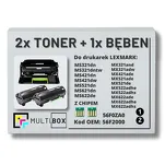 3-PAK Multibox 2x Toner + 1x Bęben do LEXMARK MS321 MS421 MS521 MS621 MX321 MX421 MX521 56F2000 56F0ZA0 2x6.0K/60.0K zamiennik - 2