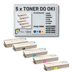 Toner do OKI C5600 C5700 5-pak black/cyan/magenta/yellow zamiennik Multibox