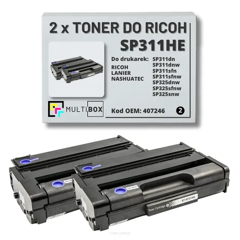 2-pak Toner do RICOH SP311HE 407246 Zamiennik Multibox