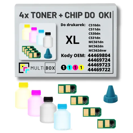 4-PAK Multibox zestaw XL tonery + chipy do OKI C510 C511 C530 C531 MC561 MC562 4x5,0K