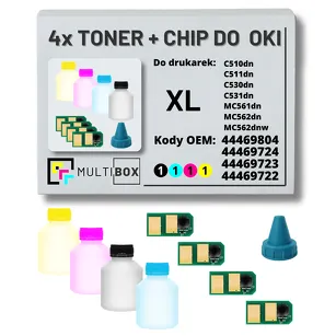 4-pak zestaw XL tonery + chipy do OKI C510 C511 C530 C531 MC561 MC562 4x5,0K Multibox