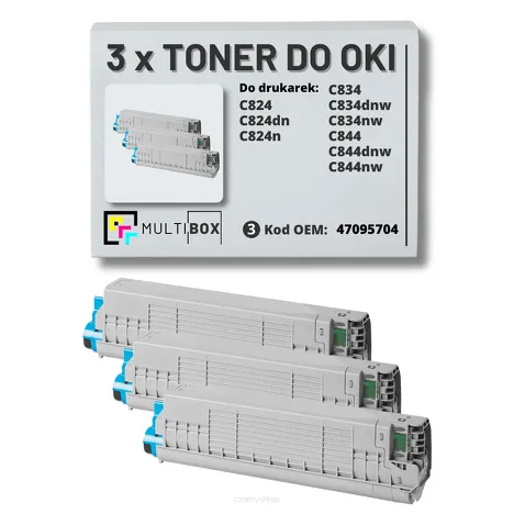 3-PAK Multibox Toner do OKI C824 C834 C844 47095704 black zamiennik