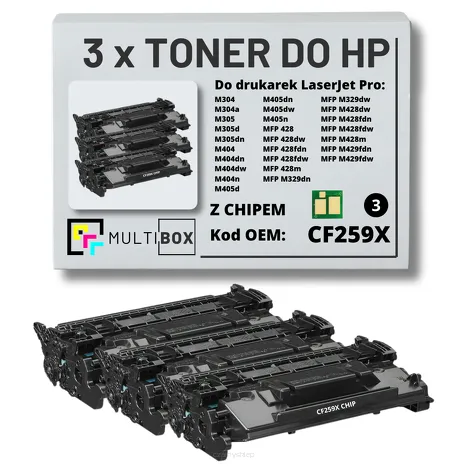 3-PAK Multibox Toner do HP CF259X 59X LaserJet Pro M304 M404 M428 zamiennik Z CHIPEM