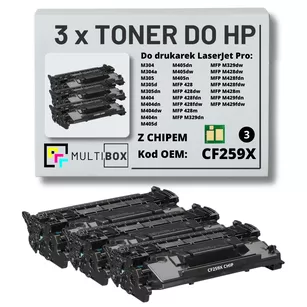 Toner do HP CF259X 59X LaserJet Pro M304 M404 M428 3-pak zamiennik Multibox z chipem