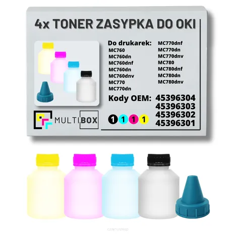 4-PAK Multibox Tonery zasypki do OKI MC760 MC770 MC780 8,0K/3x6,0K