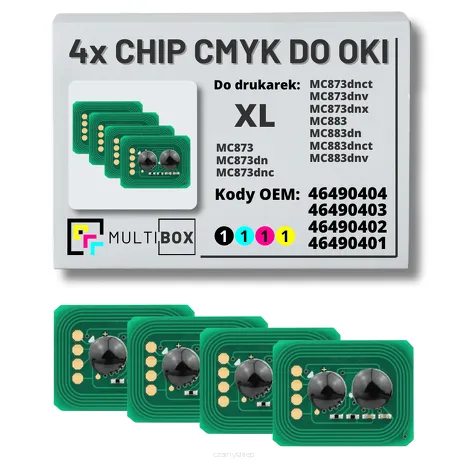 4-PAK Multibox zestaw Chipów CMYK do OKI MC873 MC883 XL 15,0K/3x10,0K