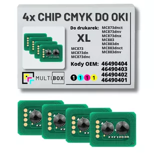 4-pak zestaw Chipów CMYK do OKI MC873 MC883 XL 15,0K/3x10,0K Multibox