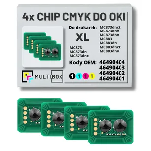 4-PAK Multibox zestaw Chipów CMYK do OKI MC873 MC883 XL 15,0K/3x10,0K