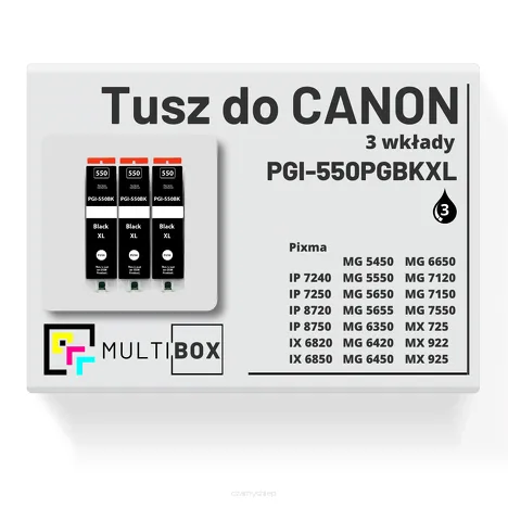 Tusz do CANON PGI-550PGBKXL 3-pak black pigment zamiennik Multibox