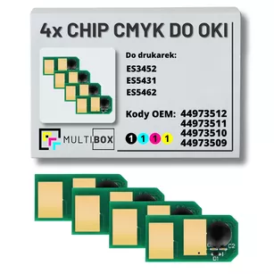 4-pak zestaw Chipów CMYK do OKI ES5431 ES3452 ES5462 7,0K/3x6,0K Multibox