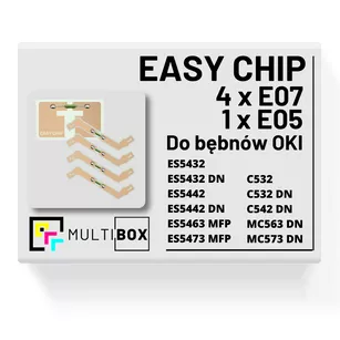 4 X EASY CHIP E07 + 1 X CHIP E05 reset bębna i pasa OKI zestaw Multibox