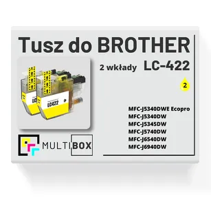 2-PAK Multibox Tusz do BROTHER LC422Y yellow zamiennik