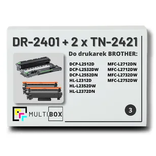 3-PAK Multibox 2x Toner + 1x Bęben do BROTHER TN2421 DR2401 zamiennik