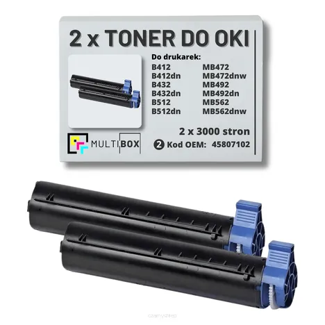 2-PAK Multibox Toner  do OKI B412 B432 B512 MB472 MB492 MB562 45807102  zamiennik