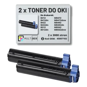 2-PAK Multibox Toner  do OKI B412 B432 B512 MB472 MB492 MB562 45807102  zamiennik