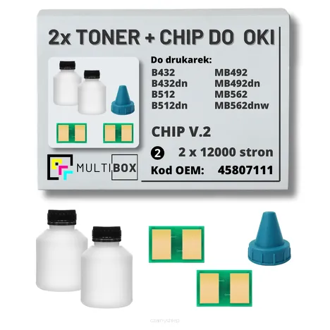 2-PAK Multibox Tonery + chipy V.2 do OKI B432 B512 MB492 MB562 45807111 2x12,0K