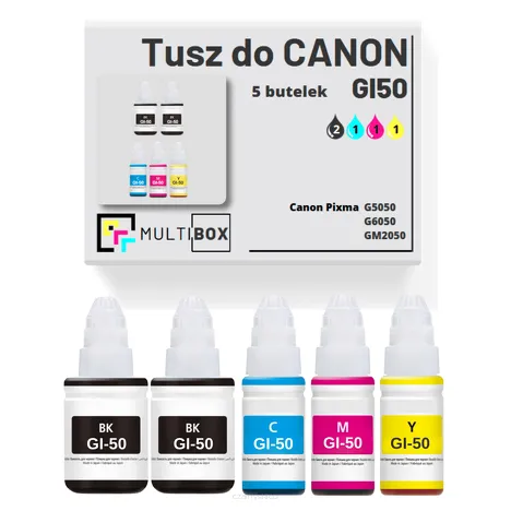 Tusz do CANON GI50 5-pak black / cyan / magenta / yellow zamiennik Multibox