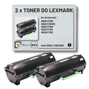 2-PAK Multibox Toner do LEXMARK MS517 MS617 51B2X00 2x20.0K zamiennik
