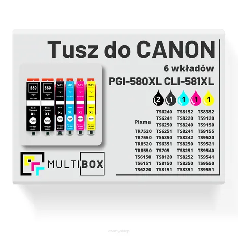 Tusz do CANON PGI-580XL CLI-581XL 6-pak black pigment / black / cyan / magenta / yellow zamiennik Multibox