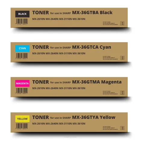 4 X Toner do Sharp MX-36GTBA MX-36GTCA MX-36GTMA MX-36GTYA CMYK zamiennik