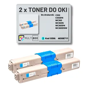 2-PAK Multibox Toner do OKI C332 MC363 46508711 cyan zamiennik