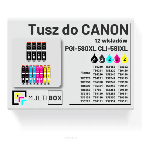 Tusz do CANON PGI-580XL CLI-581XL 12-pak black pigment / black / cyan / magenta / yellow zamiennik Multibox