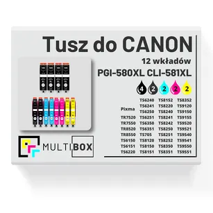 12-PAK Multibox Tusz do CANON PGI580XL CLI581XL black pigment / black / cyan / magenta / yellow zamiennik