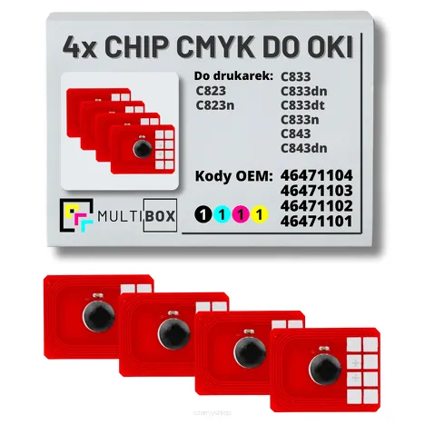 4-PAK Multibox zestaw Chipów CMYK do OKI C823 C833 C843 4x7,0K