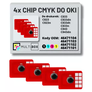 4-pak zestaw Chipów CMYK do OKI C823 C833 C843 4x7,0K Multibox