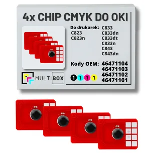 4-PAK Multibox zestaw Chipów CMYK do OKI C823 C833 C843 4x7,0K