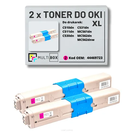 2-PAK Multibox Toner do OKI C510 C511 MC562 44469723 XL magenta zamiennik