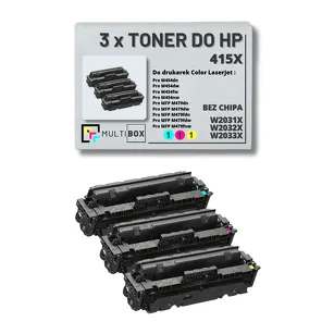 3-PAK Multibox Toner do HP 415X CMY W2031X W2032X W2033X zamiennik BEZ CHIPA