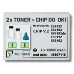 2-PAK Multibox Tonery + chipy V.2 do OKI ES4132 ES4192 ES5112 ES5162 45807116 2x12,0K - 2