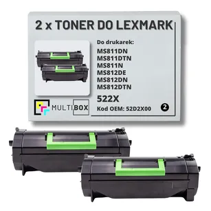 2-PAK Multibox Toner do LEXMARK MS811 MS812 522X 52D2X00 2x45.0K zamiennik