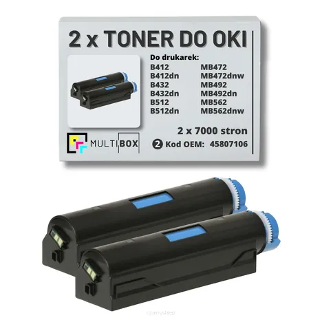 2-PAK Multibox Toner  do OKI B412 B432 B512 MB472 MB492 MB562 45807106  zamiennik