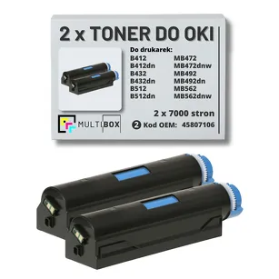 2-PAK Multibox Toner  do OKI B412 B432 B512 MB472 MB492 MB562 45807106  zamiennik