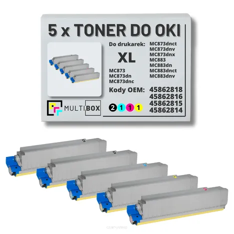 Toner do OKI MC873 MC883 5-pak XL black/cyan/magenta/yellow zamiennik Multibox