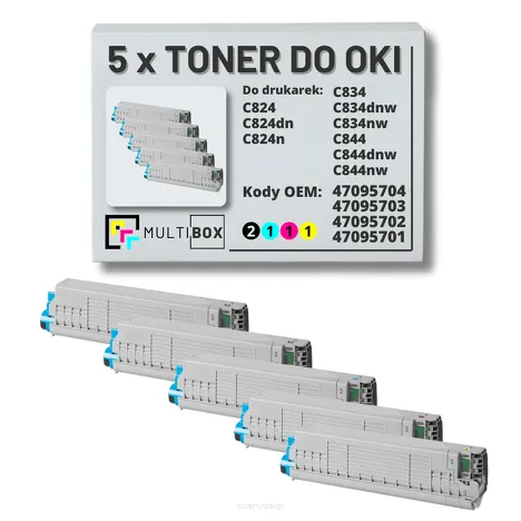 Toner do OKI C824 C834 C844 5-pak black/cyan/magenta/yellow zamiennik Multibox