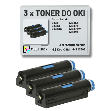3-PAK Multibox Toner do OKI B431 MB491 44917602  zamiennik