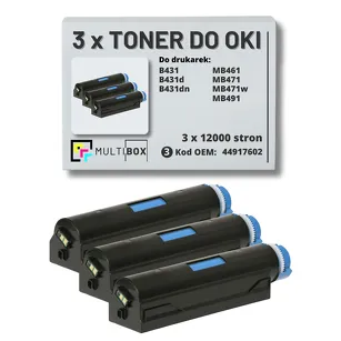 3-PAK Multibox Toner do OKI B431 MB491 44917602  zamiennik
