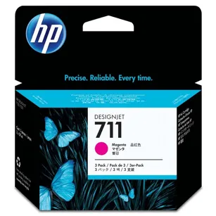 HP 711 tusz CZ135A oryginalny magenta 3-pak