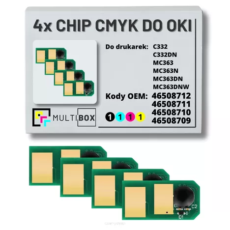 4-pak zestaw Chipów CMYK do OKI C332 MC363 3,5K/3x3,0K Multibox