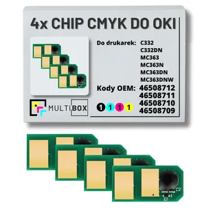 4-PAK Multibox zestaw Chipów CMYK do OKI C332 MC363 3,5K/3x3,0K