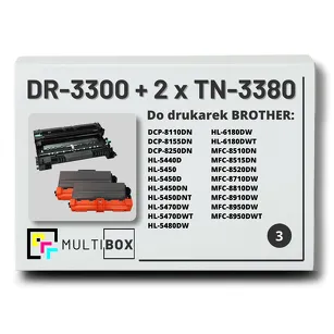 2x Toner do BROTHER TN-3380 + 1x Bęben DR-3300 3-pak Multibox zamiennik