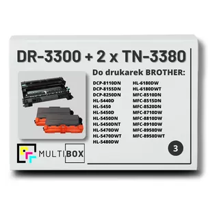 2x Toner do BROTHER TN3380 + 1x Bęben DR3300 3-pak Multibox zamiennik