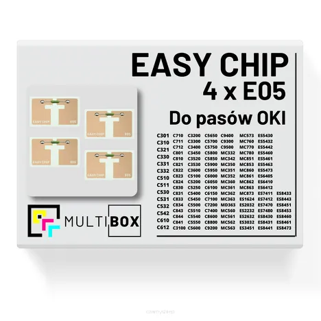 4 X EASY CHIP E05 reset pasa transferu OKI zestaw Multibox